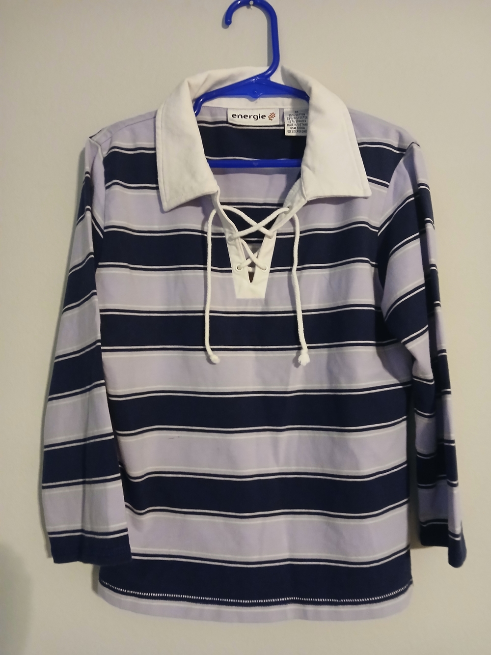 Energie Striped Lace-Up Rugby Shirt
